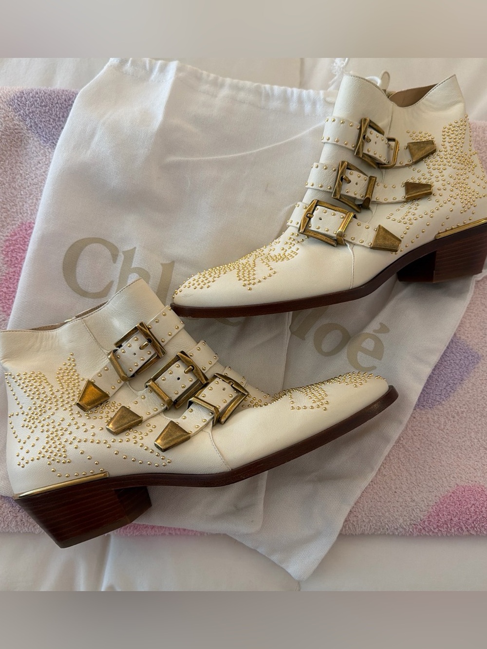 Chloe leather studded ankle boots